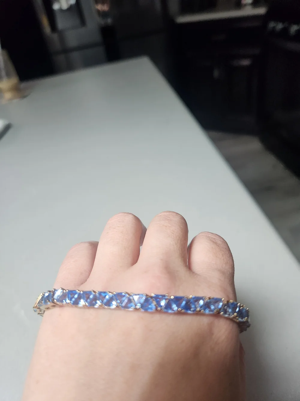 Suzanne Somers Blue Crystal Tennis Bracelet
